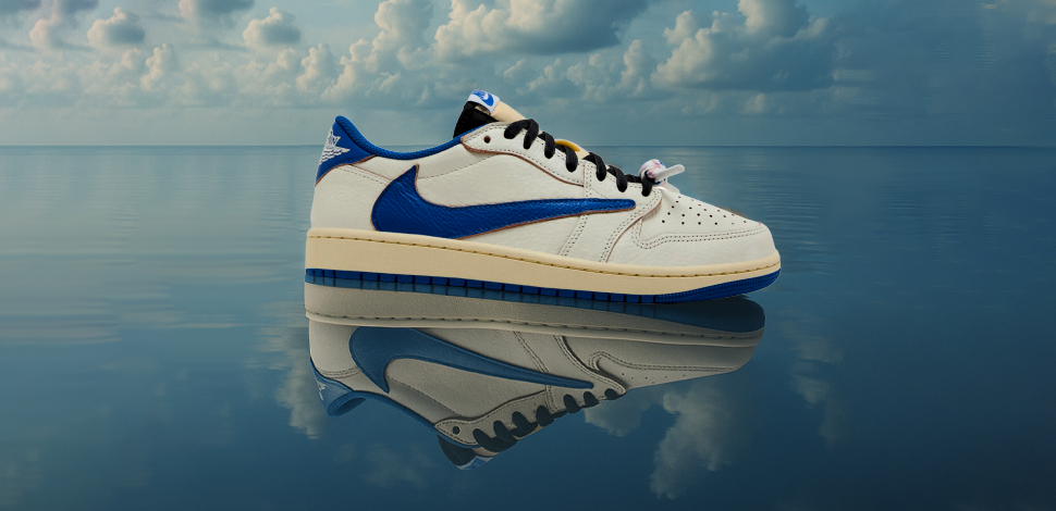 Fragment x Travis Scott x Air Jordan 1 Low OG Sail Military Blue at OG Kicks