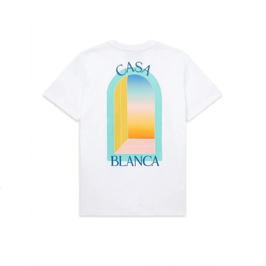 Casablanca l'arche colore blue print regular fit cotton t-shirt