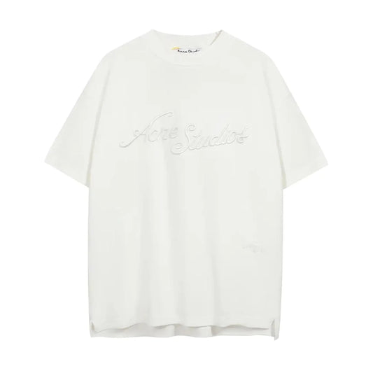 Acne Studios Logo T-Shirt Embroidered Logo Relaxed Fit White