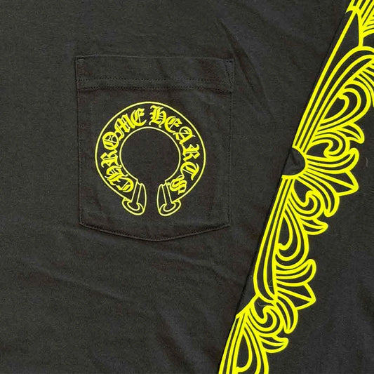 Chrome Hearts Floral Horseshoe Long Sleeve T-Shirt Black Neon