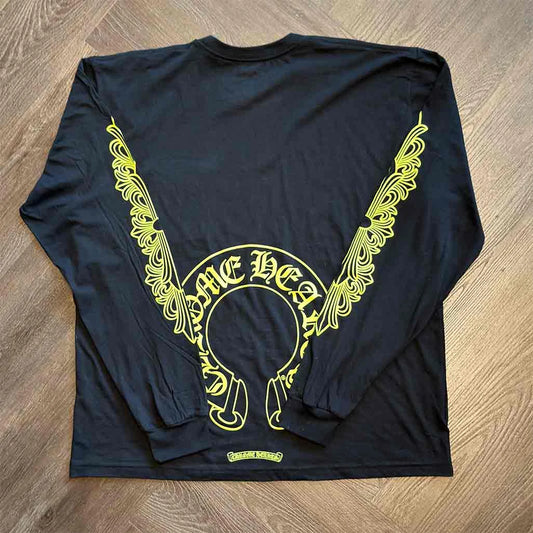 Chrome Hearts Floral Horseshoe Long Sleeve T-Shirt Black Neon
