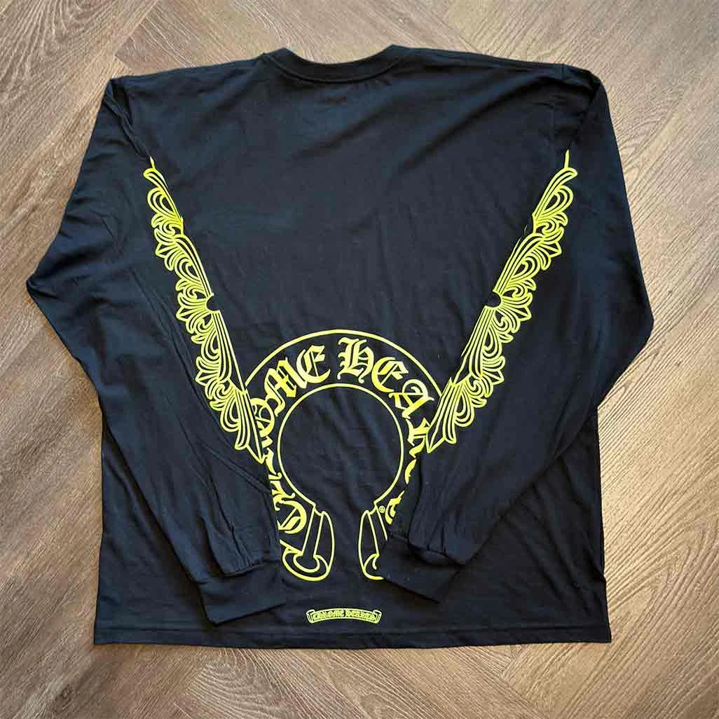 Chrome Hearts Floral Horseshoe Long Sleeve T-Shirt Black Neon