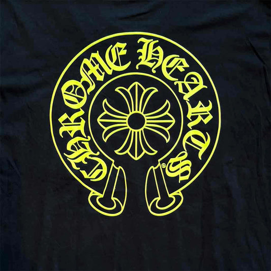 Chrome Hearts Floral Horseshoe Short Sleeve T-Shirt Black Neon