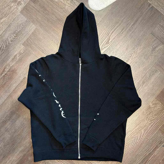 Chrome Hearts Life Sentence Full-Zip Cashmere Hoodie Black White