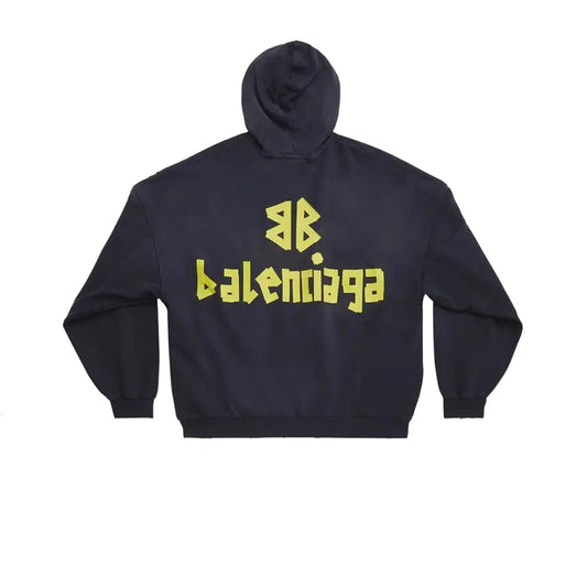 Balenciaga Ripped Pocket Hoodie 'Washed Black'