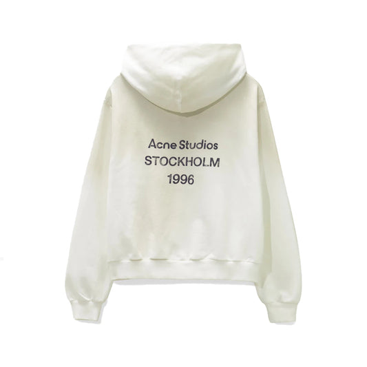 Acne Studios Fleece Logo Hooded Sweater Stockholm 1996 Dusty White