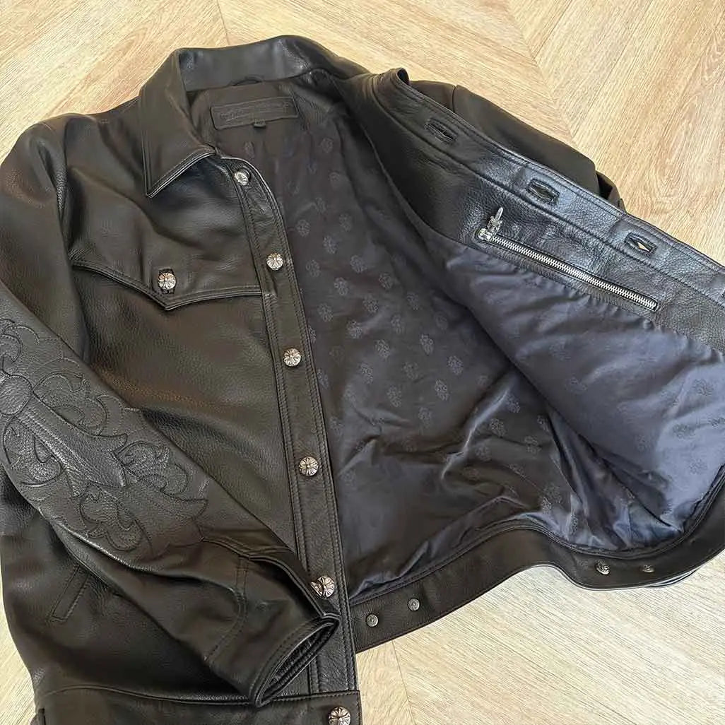 Chrome Hearts Black Leather Jacket