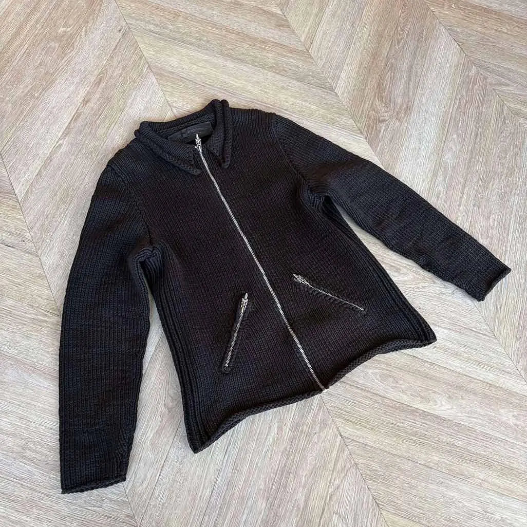 Chrome Hearts Chrome Knitted Zip Up Black 3 Back Patches