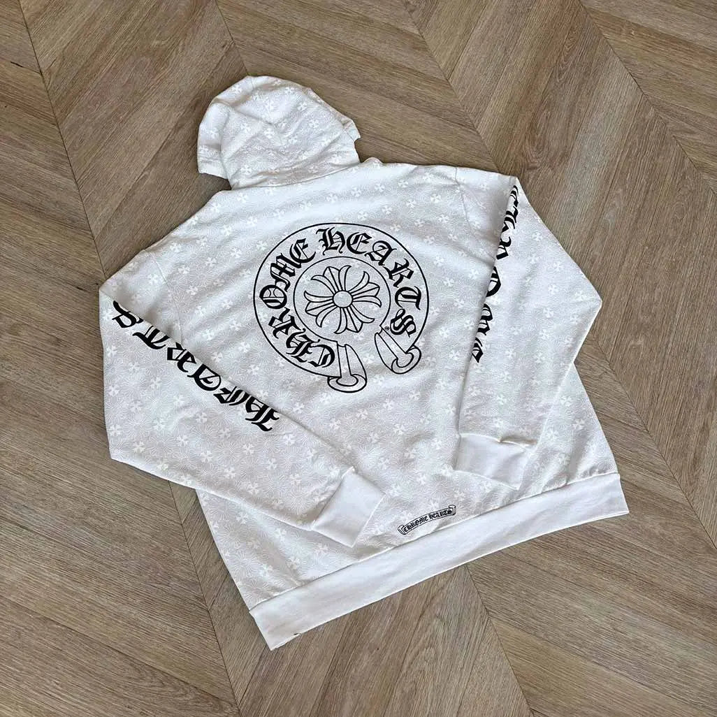 Chrome Hearts White Pattern Horseshoe Hoodie