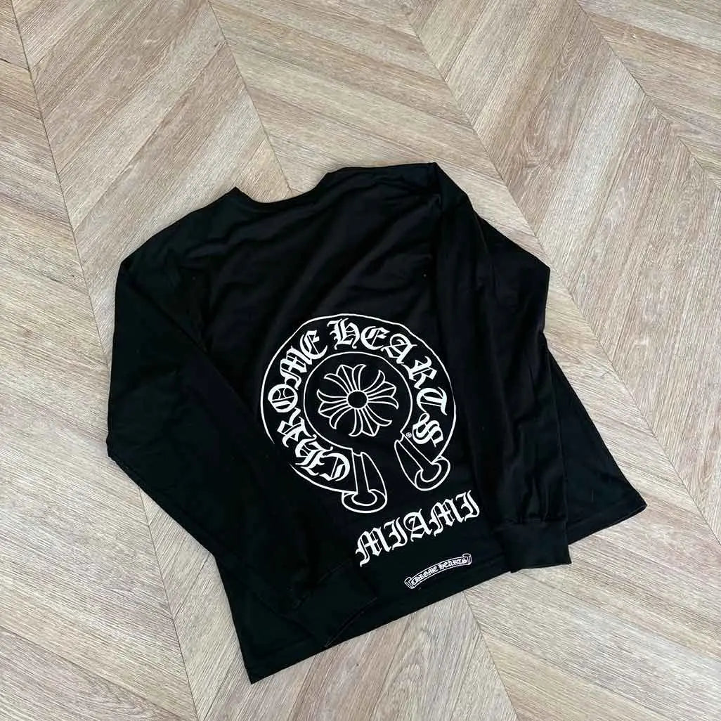 Chrome Hearts Miami Longsleeve Black Horseshoe Floral