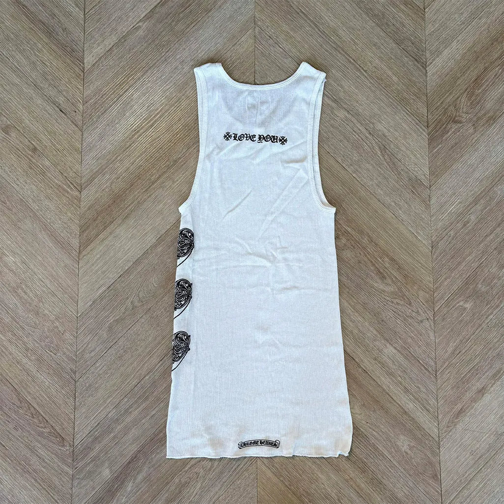 Chrome Hearts White Hearts “LY” Ribbed Tank Top / Vest