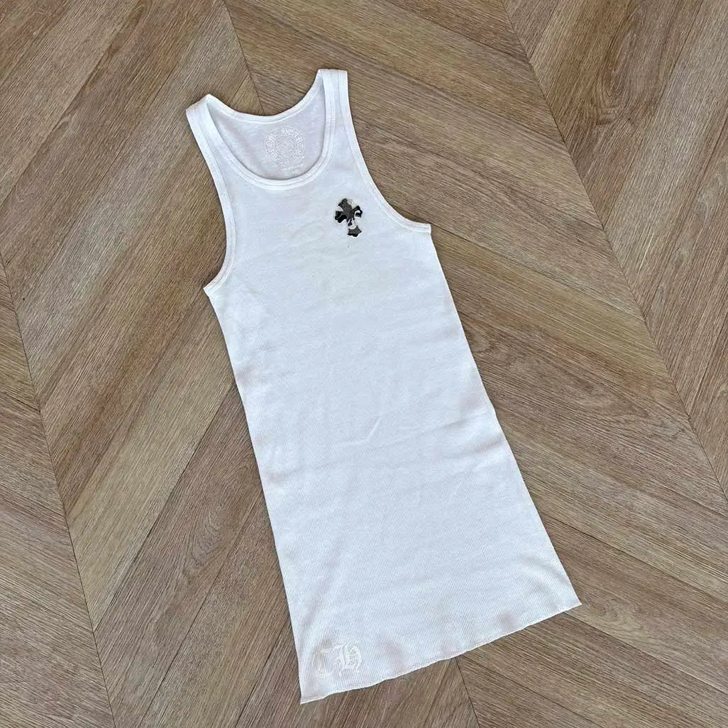 Chrome Hearts White Camo Cross Ribbed Tank Top