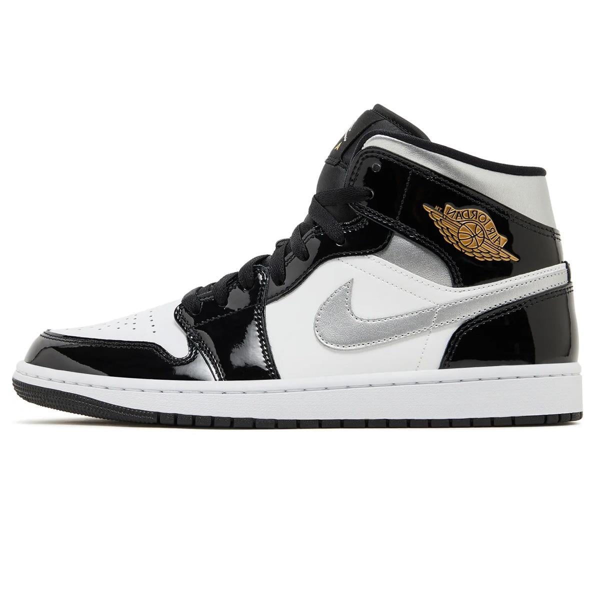 Air Jordan 1 Mid SE Black White Metallic Silver