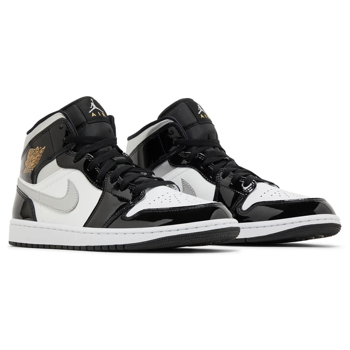 Air Jordan 1 Mid SE Black White Metallic Silver