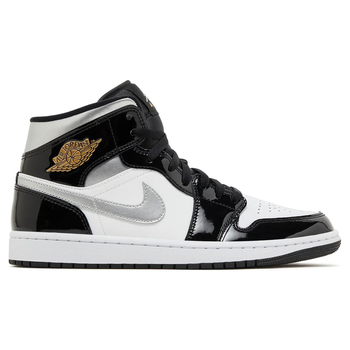Air Jordan 1 Mid SE Black White Metallic Silver