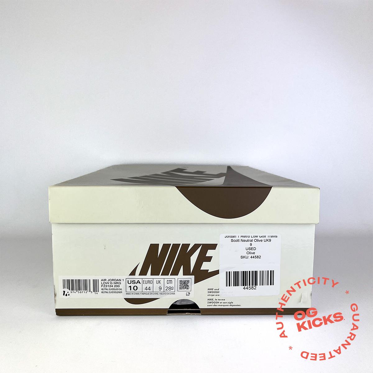 Jordan 1 Retro Low Golf Travis Scott Neutral Olive UK9