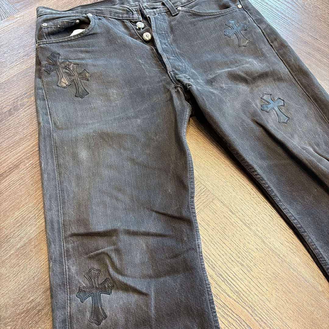 Chrome Hearts Grey Black Denim Jeans 14 Patches - 4