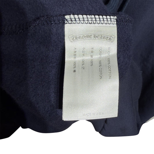 Chrome Hearts Script Logo Hoodie Navy Yellow - 3
