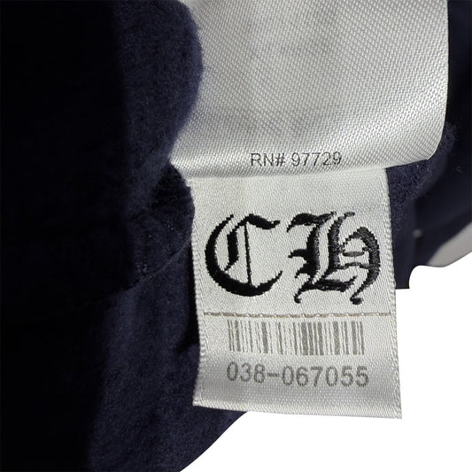 Chrome Hearts Script Logo Hoodie Navy Yellow - 6