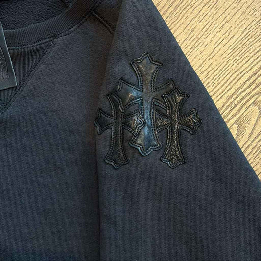 Chrome Hearts Triple Leather Cross Patch Crewneck Sweatshirt