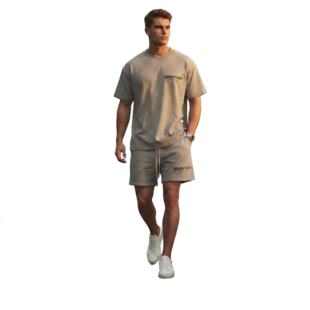 Fear of God Essentials Dark Oatmeal T-Shirt & Sweatshort Set