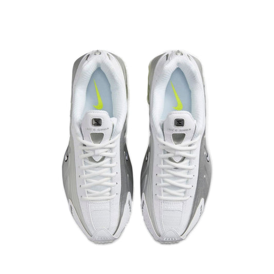 Nike Shox R4 White Metallic Silver Volt (Women's)