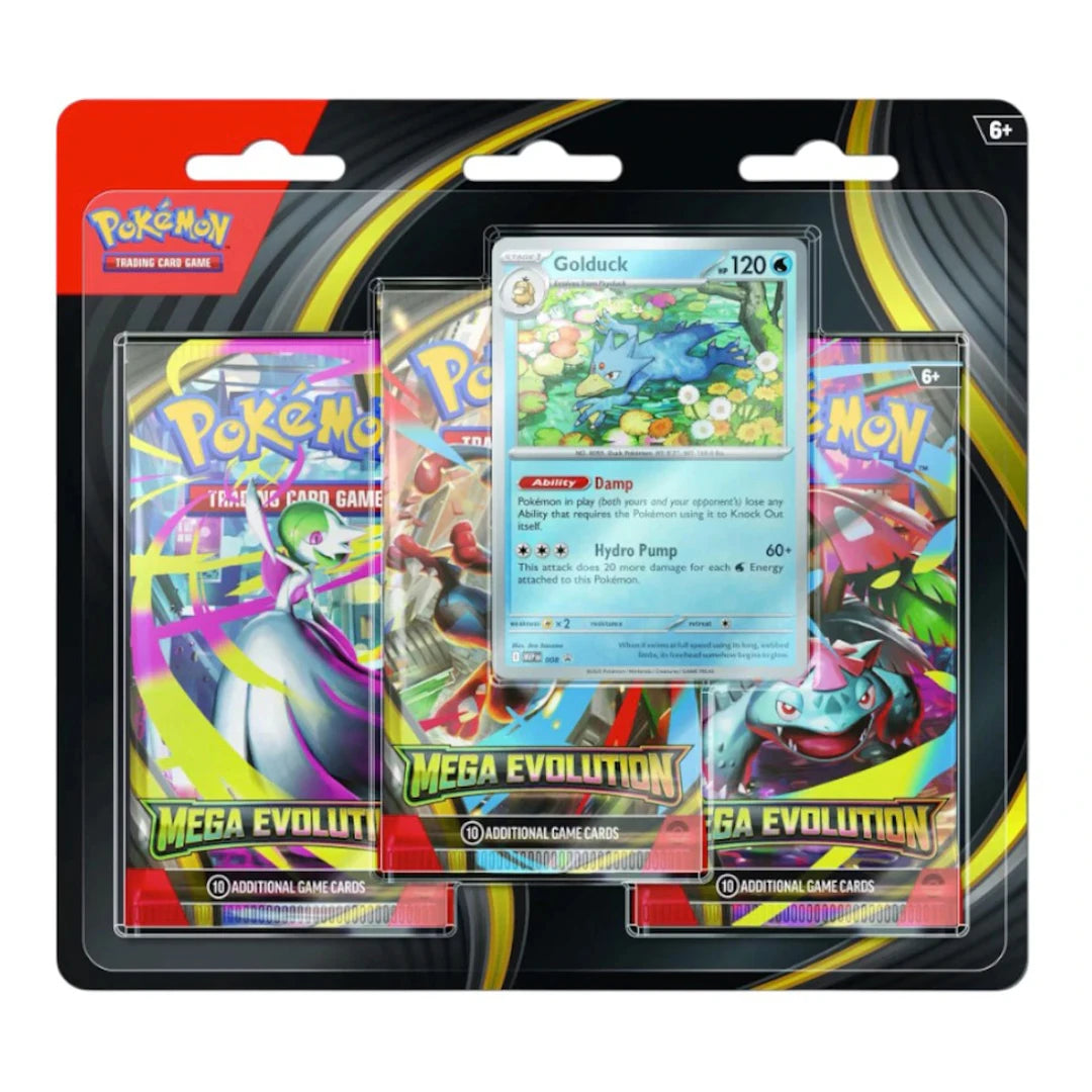 2025 Pokémon Mega Evolution Golduck 3-Pack Blister Pack
