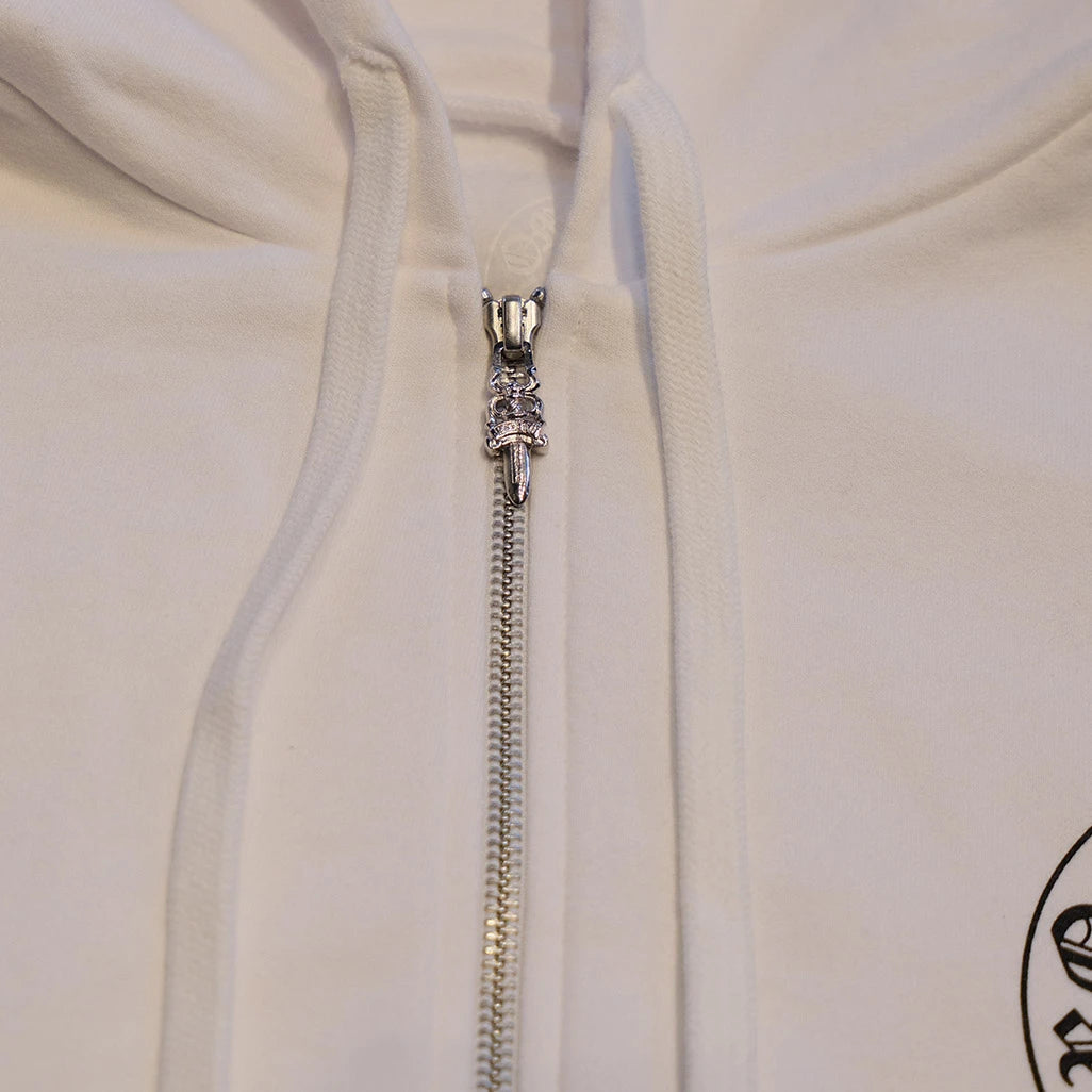 Chrome Hearts Horseshoe Floral Zip Up White Hoodie