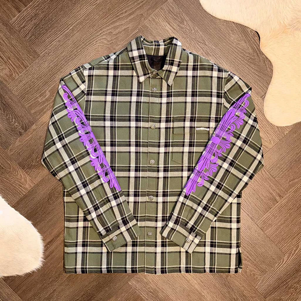 Chrome Hearts Checkered Green Purple Shirt Jacket