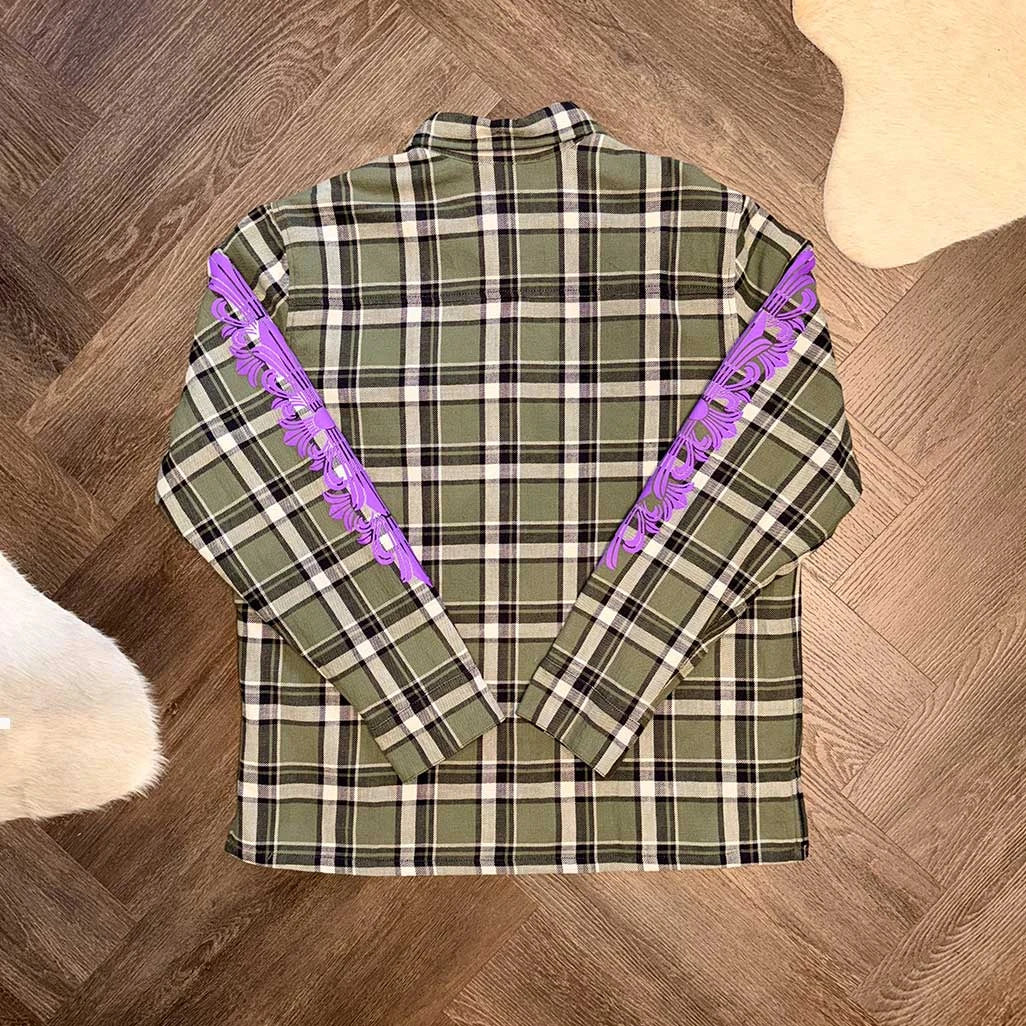 Chrome Hearts Checkered Green Purple Shirt Jacket