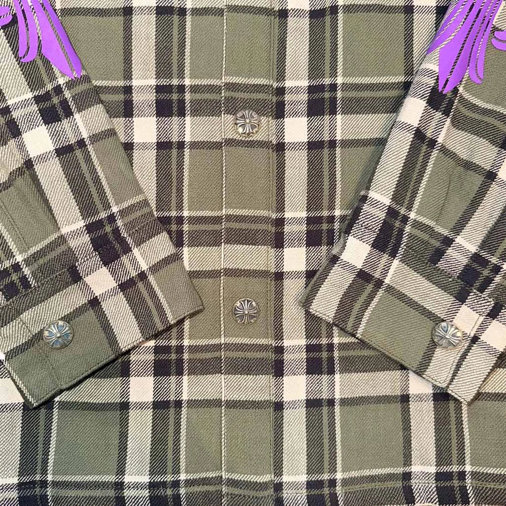 Chrome Hearts Checkered Green Purple Shirt Jacket