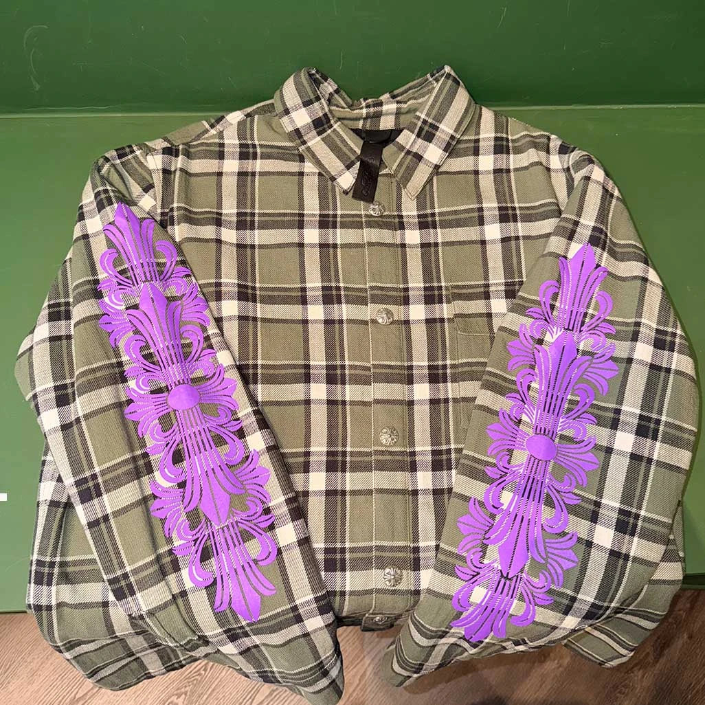 Chrome Hearts Checkered Green Purple Shirt Jacket