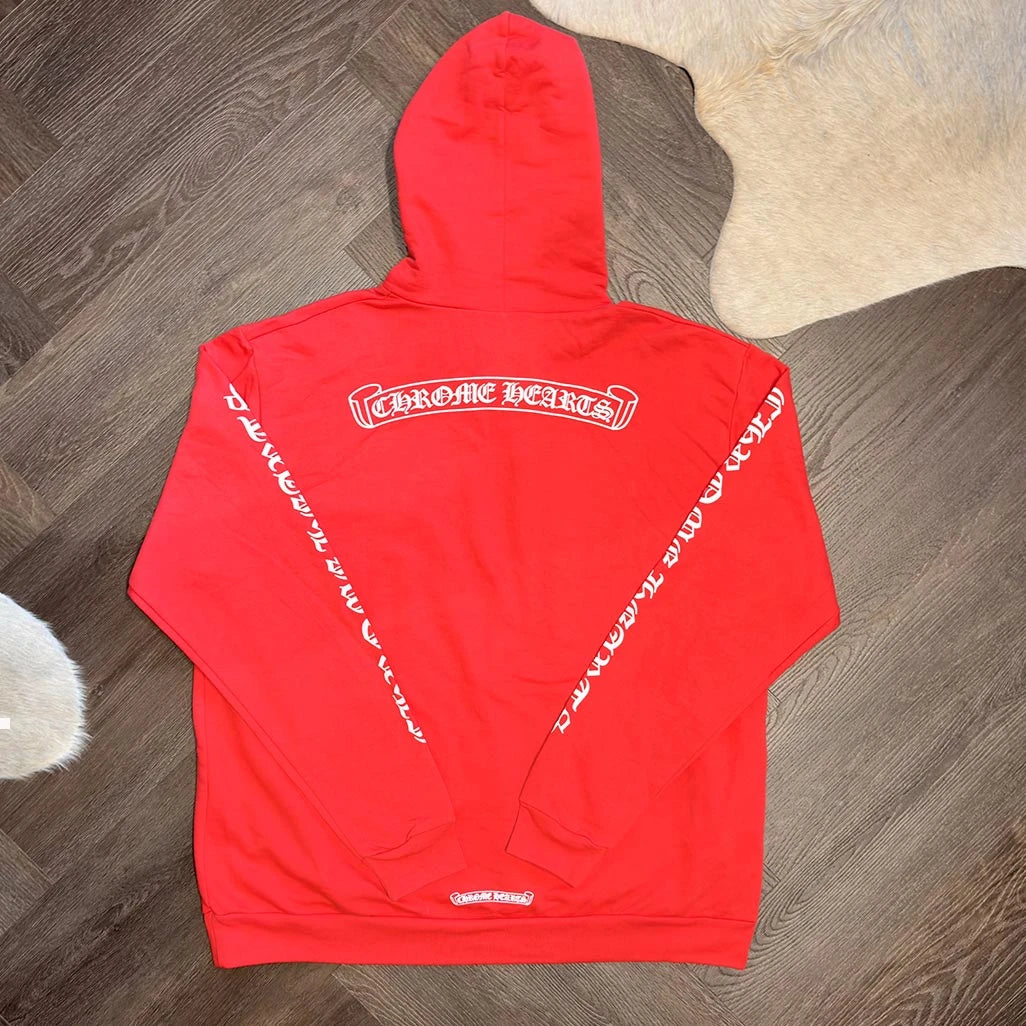 Chrome Hearts Red Scroll Pullover Hoodie