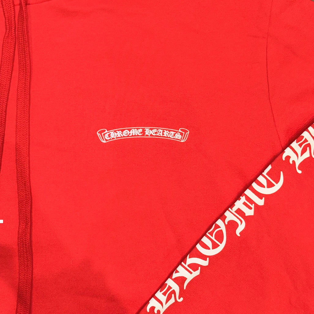Chrome Hearts Red Scroll Pullover Hoodie
