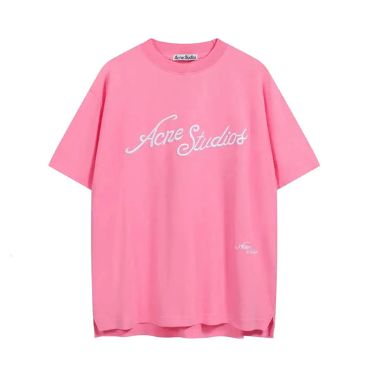 Acne Studios Stockholm Logo T-Shirt Embroidered Logo Relaxed Fit Bubble Pink