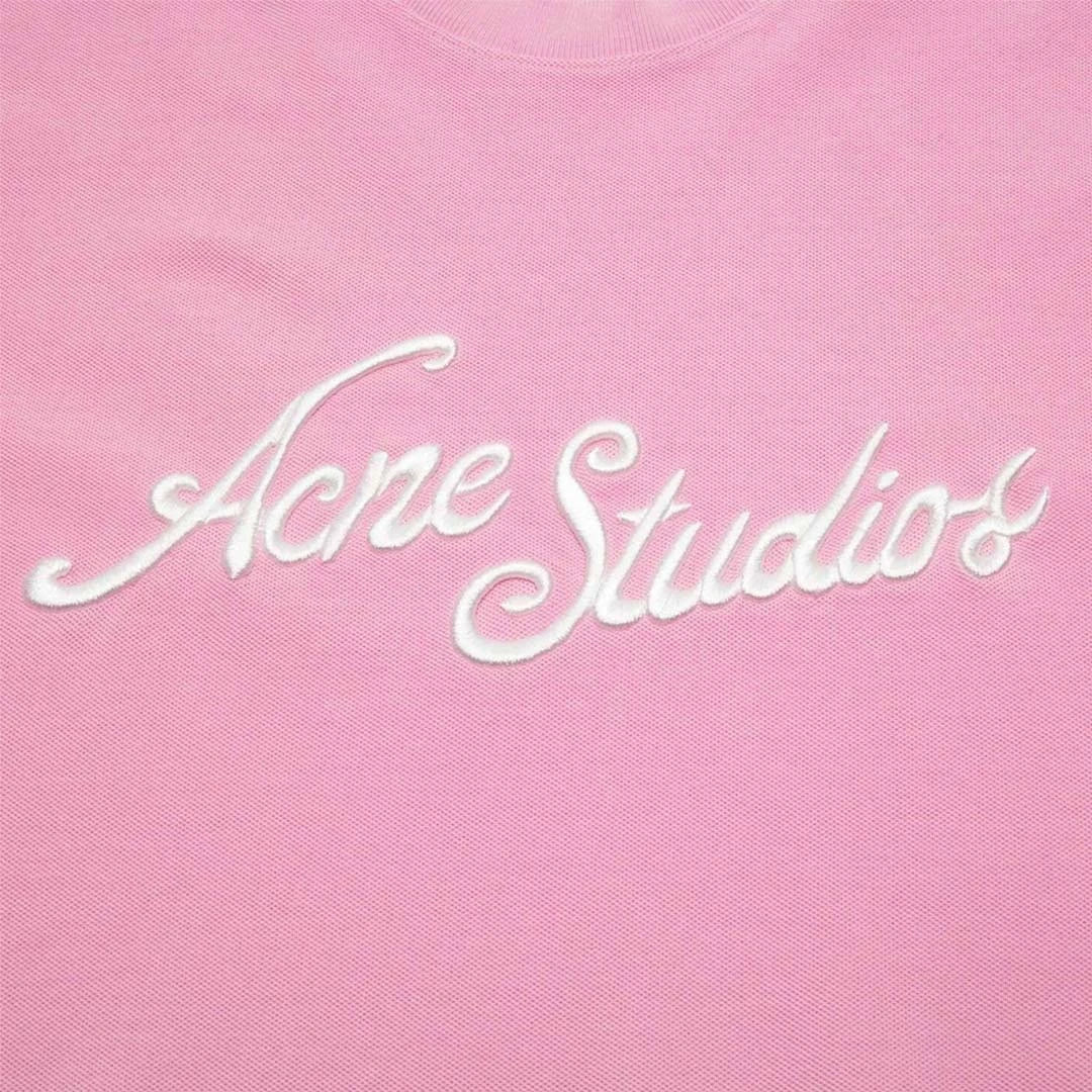 Acne Studios Stockholm Logo T-Shirt Embroidered Logo Relaxed Fit Bubble Pink