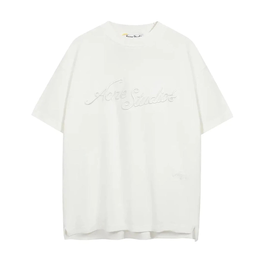 Acne Studios Stockholm Logo T-Shirt Embroidered Logo Relaxed Fit White