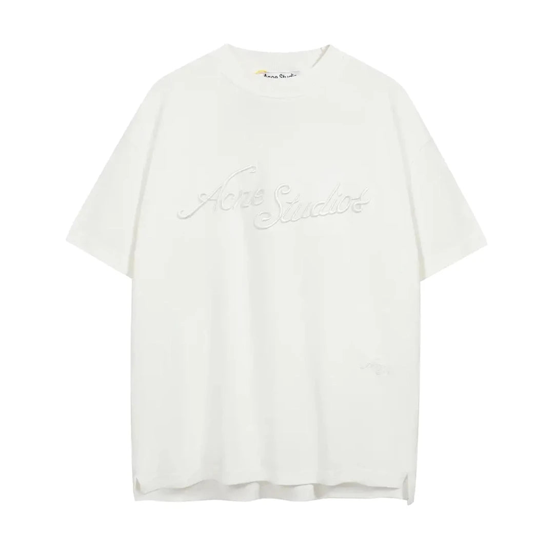 Acne Studios Stockholm Logo T-Shirt Embroidered Logo Relaxed Fit White