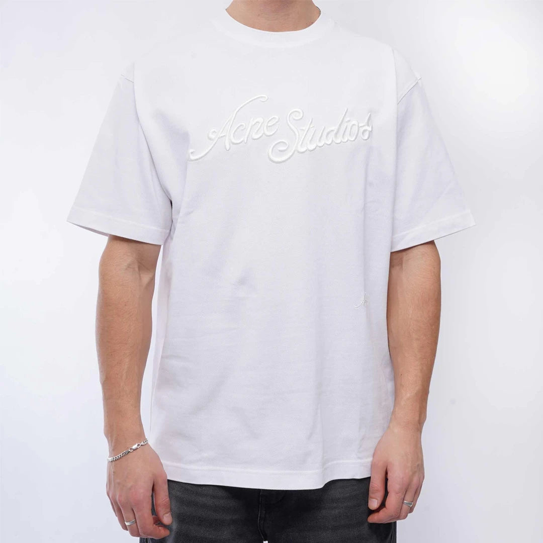 Acne Studios Stockholm Logo T-Shirt Embroidered Logo Relaxed Fit White