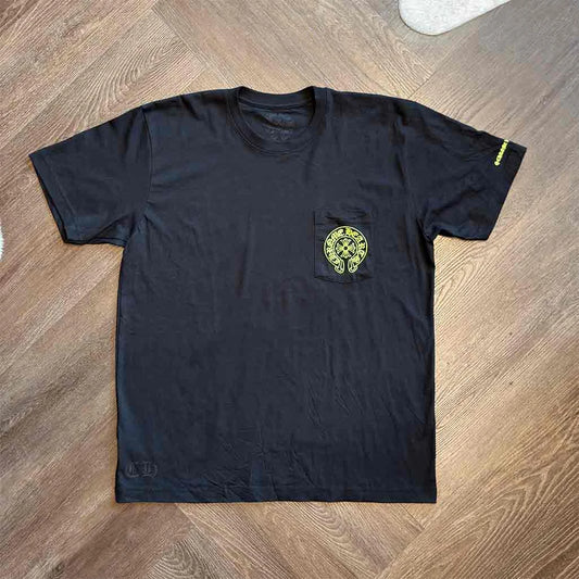 Chrome Hearts Floral Horseshoe Short Sleeve T-Shirt Black Neon