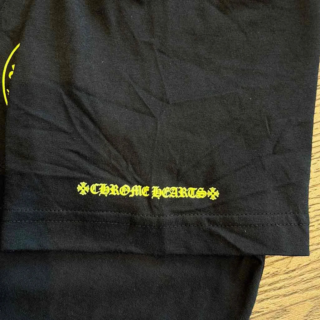Chrome Hearts Floral Horseshoe Short Sleeve T-Shirt Black Neon