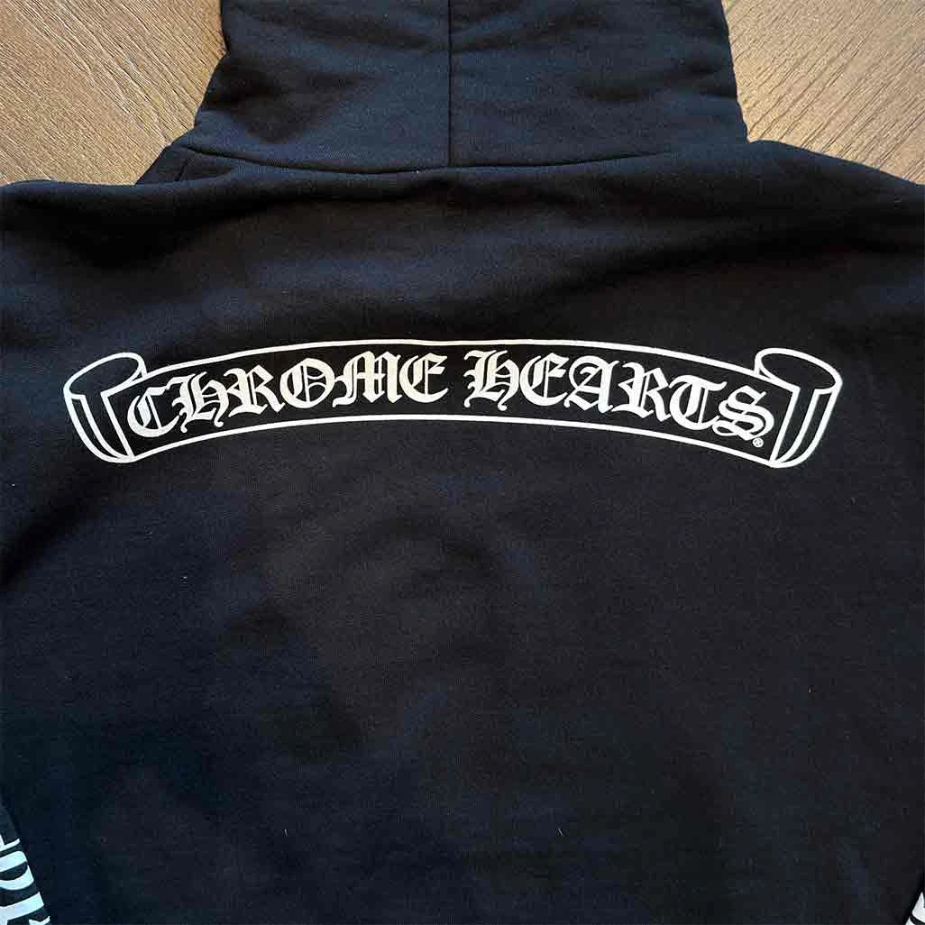 Chrome Hearts Scroll Pullover Hoodie Black White