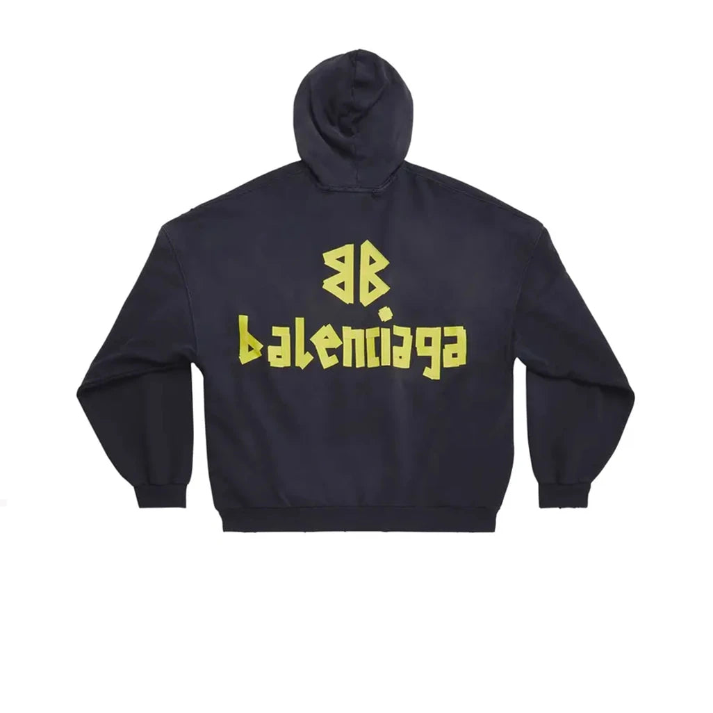Balenciaga Ripped Pocket Hoodie 'Washed Black'
