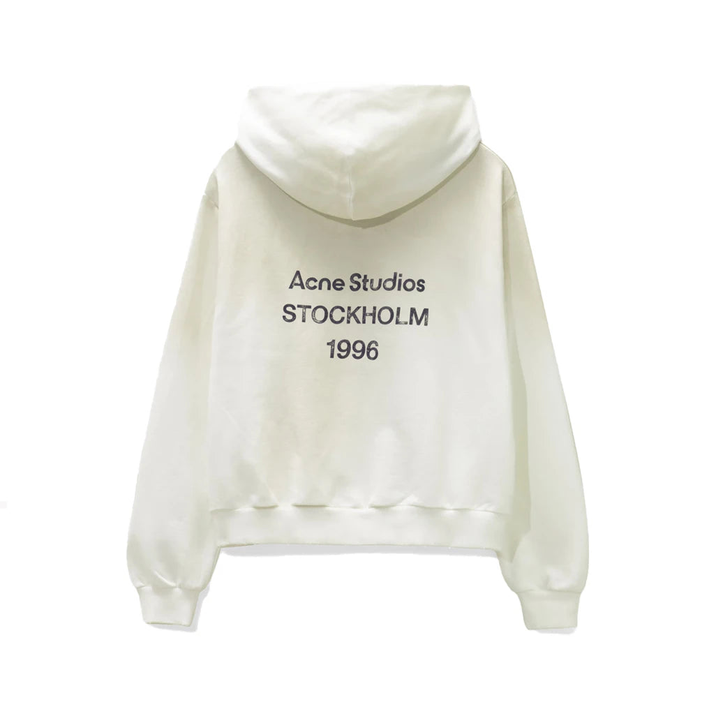 Acne Studios Fleece Logo Hooded Sweater Stockholm 1996 Dusty White