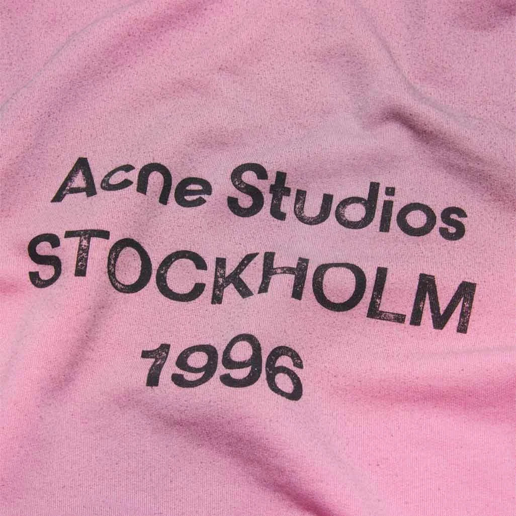 Acne Studios Fleece Logo Hooded Sweater Stockholm 1996 Cotton Candy Pink