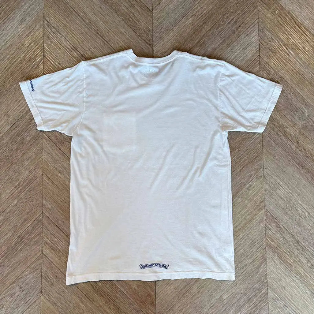 Chrome Hearts White Tee Blue Collar Design