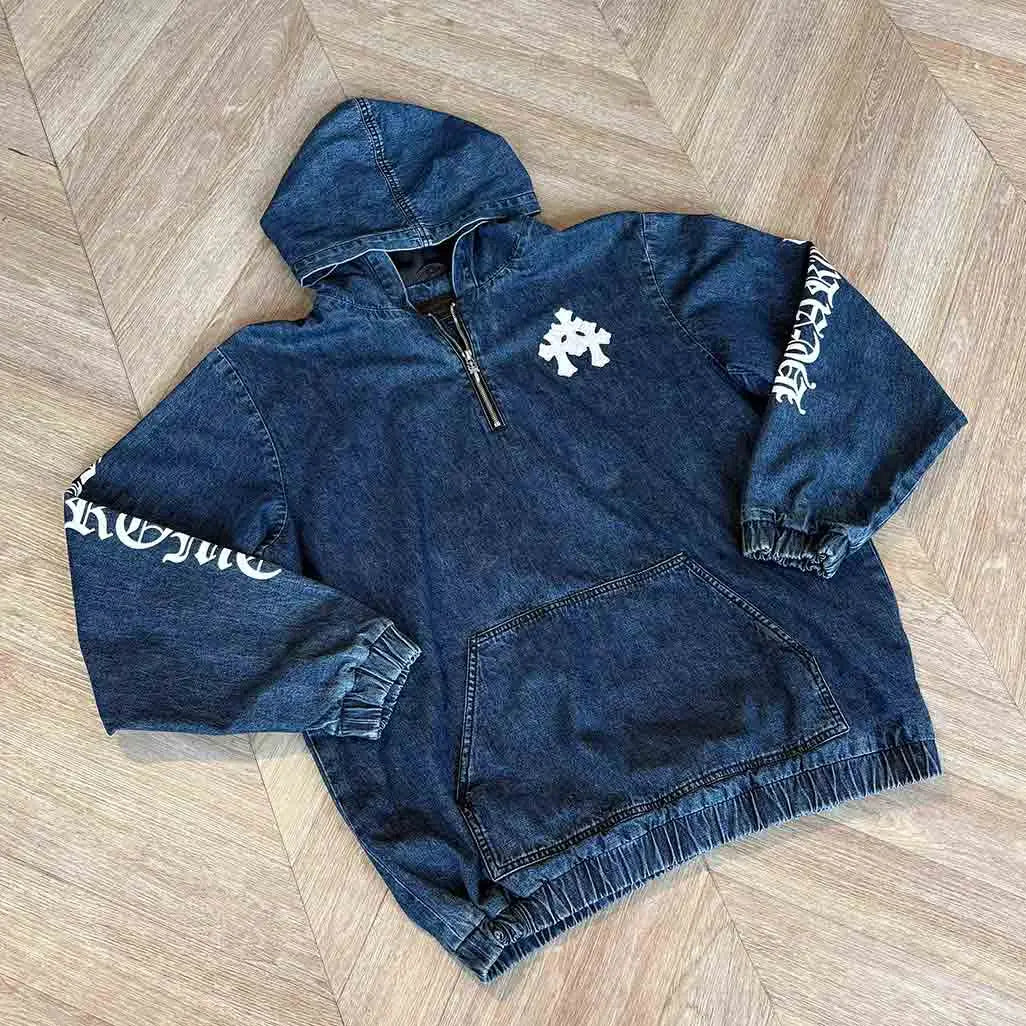 Chrome Hearts Denim White Patch Hoodie