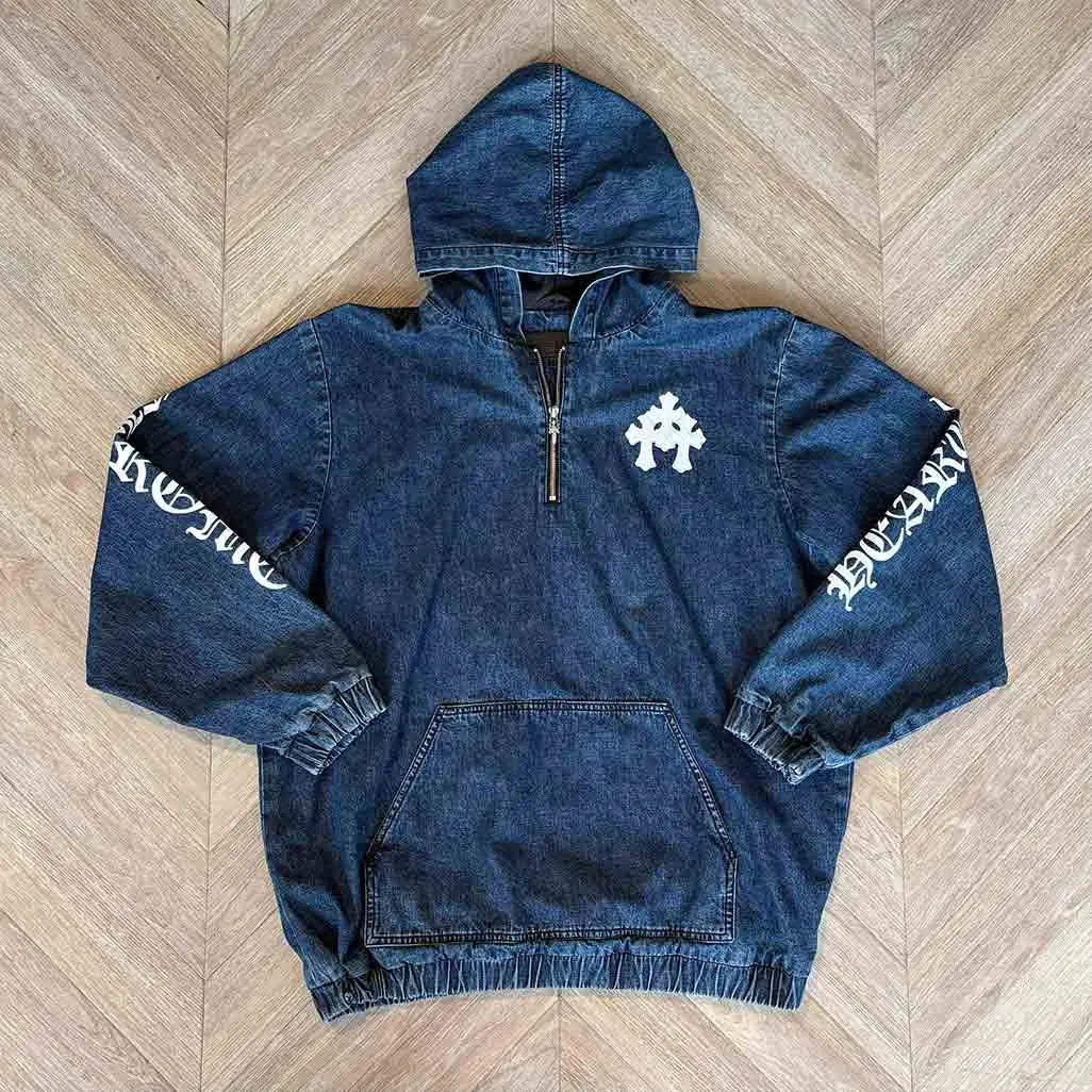 Chrome Hearts Denim White Patch Hoodie