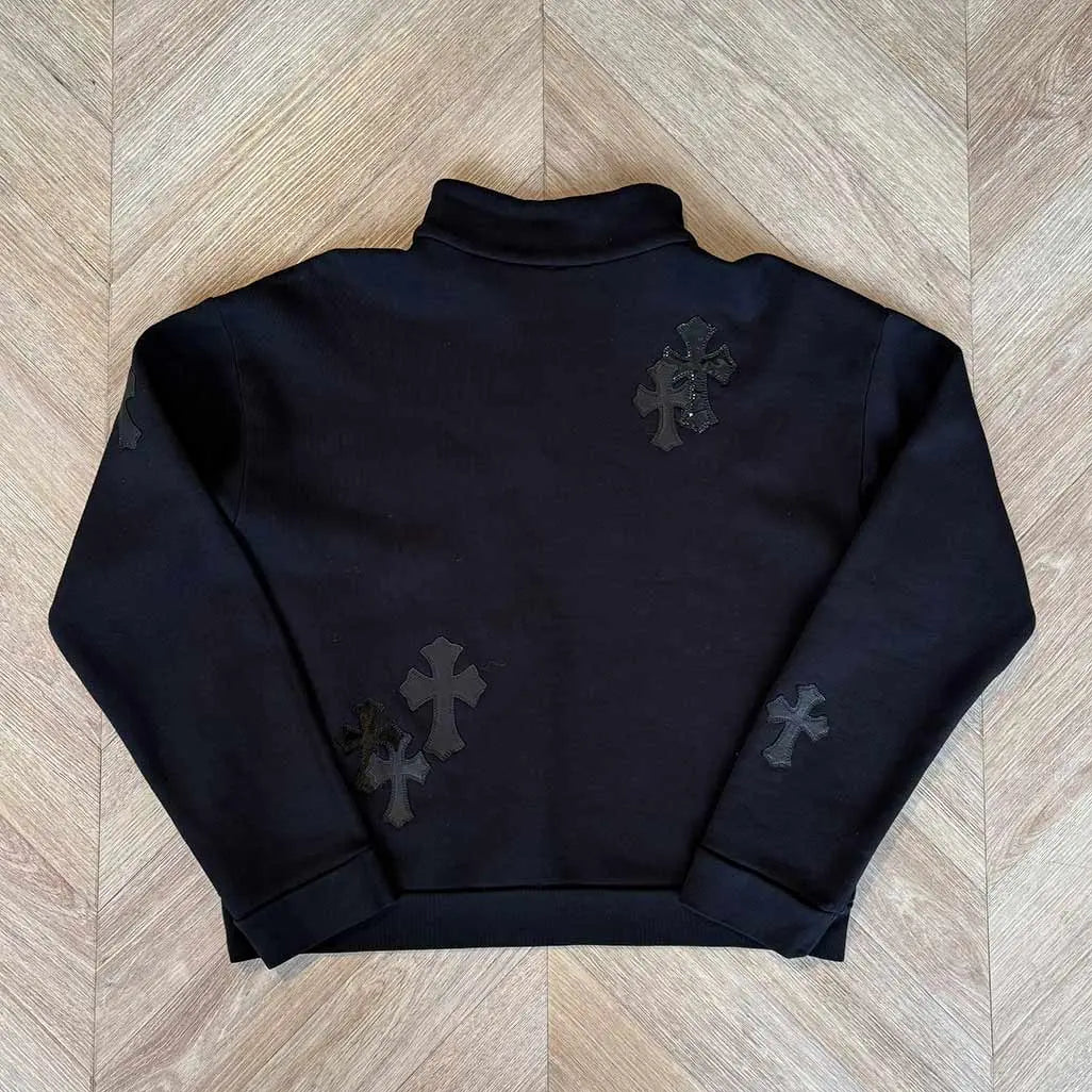 Chrome Hearts Black Quarter Zip Black patches