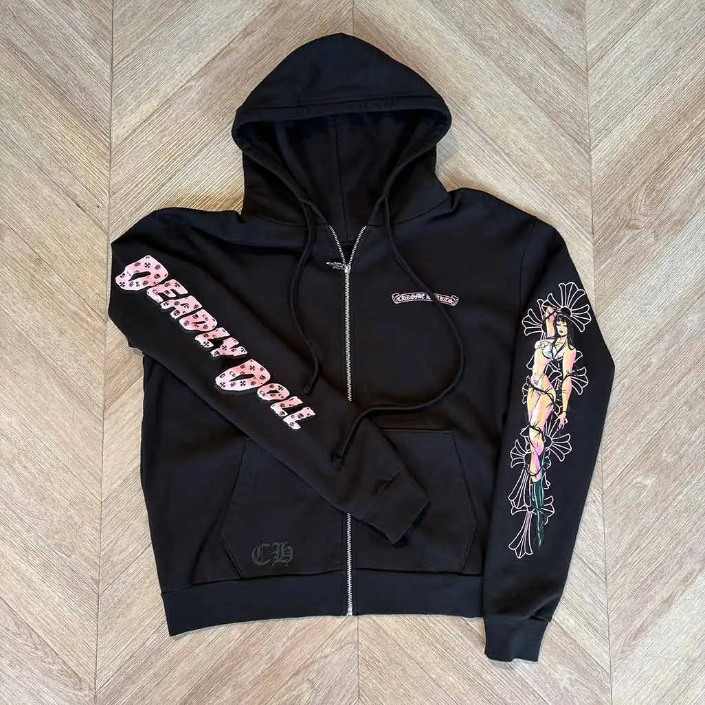 Chrome Hearts Deadly Doll Hoodie Black Pink